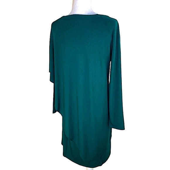 NWT Soft Surroundings Marla Dress Asymmetrical Overlay Soft Knit Artsy | Green - Picture 3 of 14